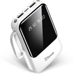 TP TROOPS 10000 mAh 22 W Power Bank (White, Lithium Polymer, Fast Charging for Mobile, Earbuds, Laptop, Smartwatch)