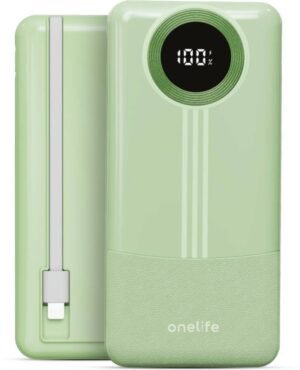 OneLife 10000 mAh 22.5 W Compact Pocket Size Power Bank (Green, Lithium Polymer, Fast Charging for Tablet, Mobile, Smartwatch, Trimmer)