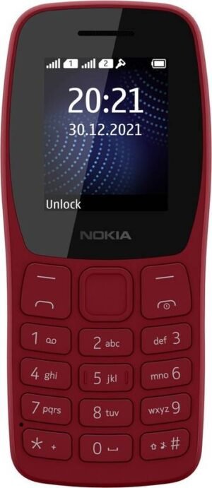 Nokia 105 PSS, Keypad Mobile Phone with FM Radio, Memory Card Slot (Red)