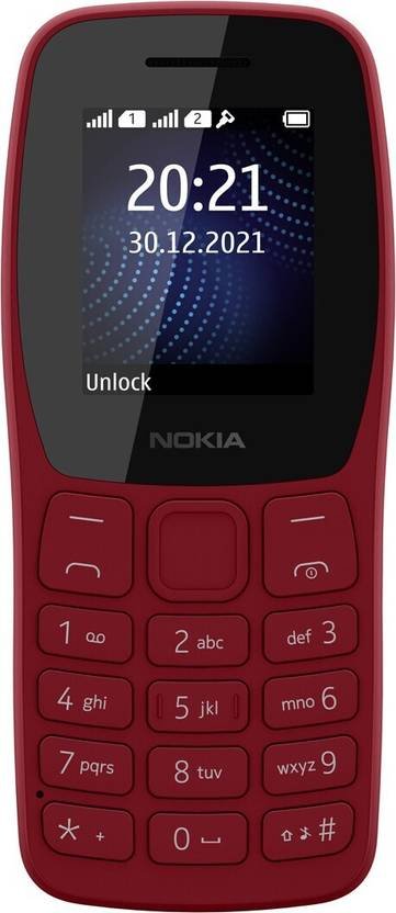 Nokia 105 PSS, Keypad Mobile Phone with FM Radio, Memory Card Slot (Red)