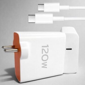 Sulania 120 W Quick Charge 6 A Wall Charger for Mobile with Detachable Cable (White, Cable Included)