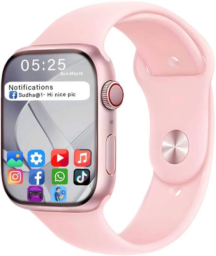 GameSir I8 Pink-A1 Full Screen Touch Watch Specially Made for Girl & Women Smartwatch (Pink Strap, 1.75 Inch Full Screen Display)