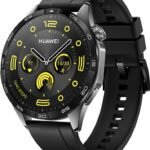 Huawei Watch GT4 46mm 14 Days Battery Life, TruSeen Tech for 24/7 Health Monitoring Smartwatch (Black Strap, One Size)
