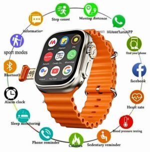 TECHIO Premium Orange T800 Smartwatch Smartwatch (Orange Strap, Free Size)