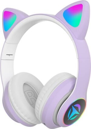 Wk Life 5.0 Kids Cat Foldable Headphones Bluetooth (Purple, On the Ear)