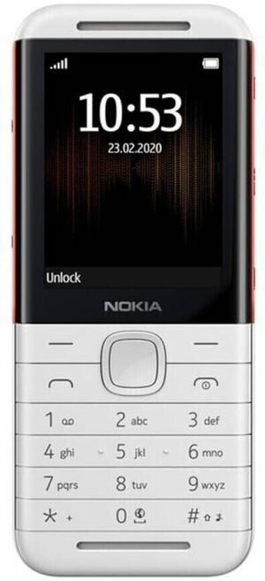 Nokia 5310 Dual SIM Keypad Phone with MP3 Player, and Rear Camera (White, Red)