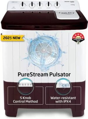 Voltas Beko 7 kg Semi Automatic Top Load Washing Machine White, Maroon (WTT70UHA)