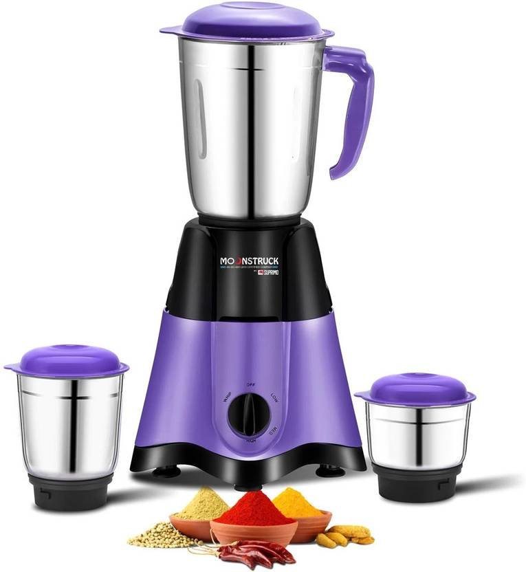 Moonstruck Juicer Mixer Grinder 750 W Juicer Mixer Grinder (750W Juicer Mixer Grinder | Powerful Motor for Grinding (Purple, 3 Jars) | 3 Jars | Purple)