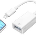 Hespa Lightning Cable 0.5 A 0.1 m Braided Shielding USB Adapter OTG 8 Pin for Mouse, Flash Drive, Keyboard, iPad Series (Compatible with iPhone13/12/11/Xr/X/XS/8/7/Card Reader/Flash Drive/Mouse/MIDI Keyboard, White, One Cable)