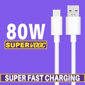 SUFO USB Type C Cable 8 A 1 m 80W / 8A SUPER VOOC FAST CHARGING FOR OPPO Reno 13, Reno 13 Pro, Reno 12, Reno 12 Pro (Compatible with OPPO, REALME, NARZO, ONEPLUS, VIVO, IQOO, SAMSUNG, MOTOROLA, MI, REDMI, POCO,, White, One Cable)