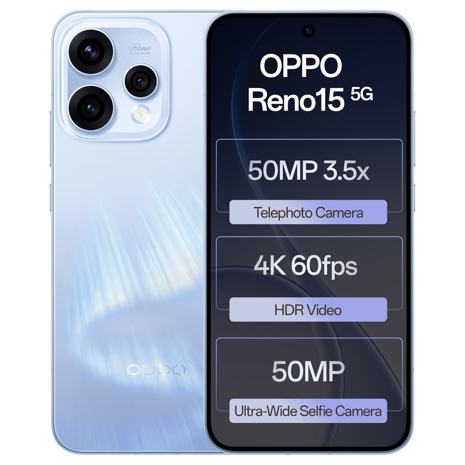 OPPO Reno15 5G (Aurora Blue, 256 GB) (8 GB RAM)