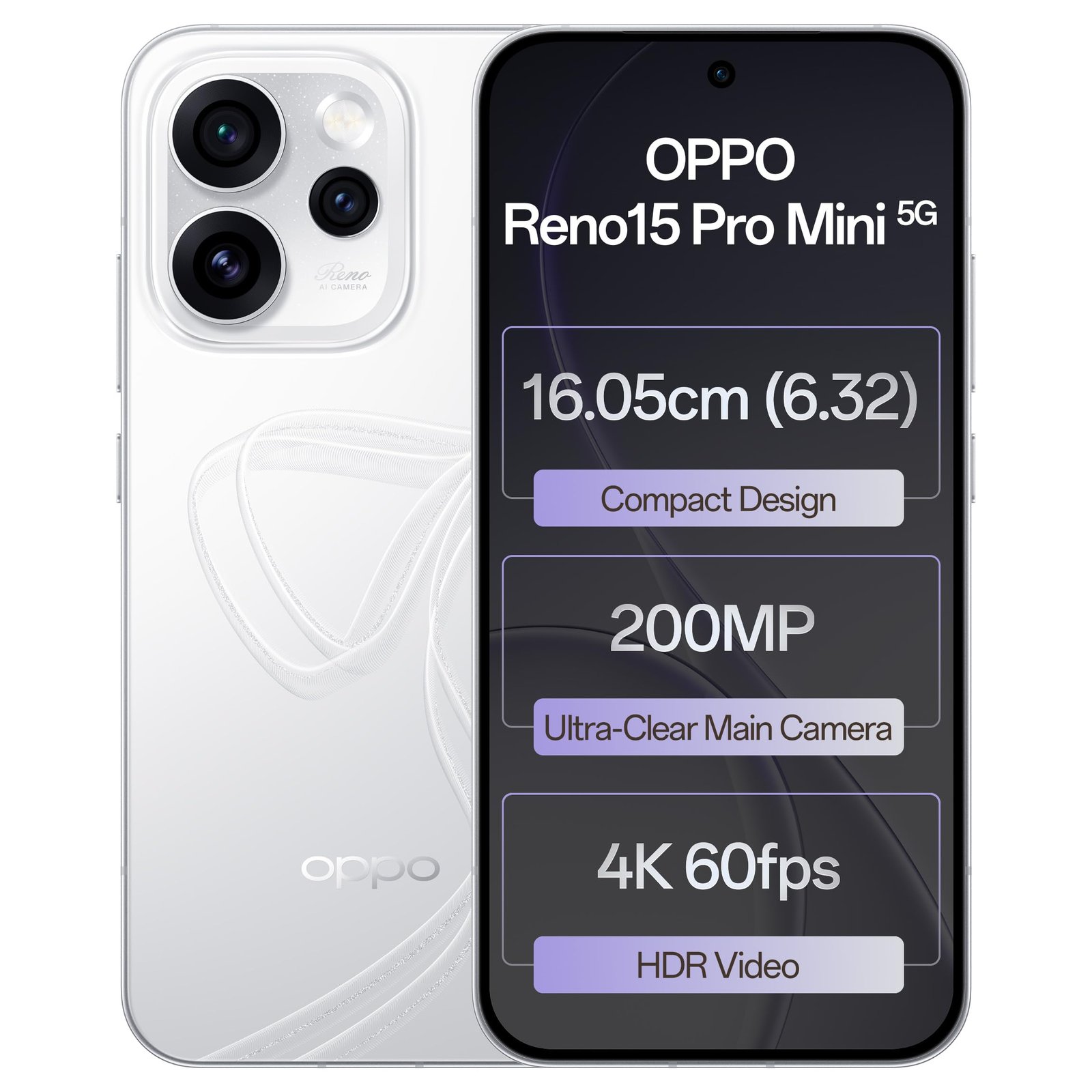 OPPO Reno15 Pro Mini 5G (Glacier White, 256 GB) (12 GB RAM)