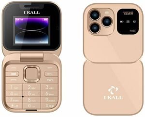 I Kall A5 Flip Mobile Phone - FM Radio, King Voice, Call & SMS Indicator Light (Gold)
