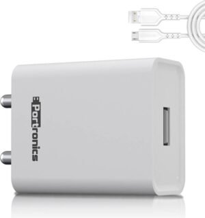 Portronics 12 W 2.4 A Wall Charger for Mobile with Detachable Cable (White, Cable Included)