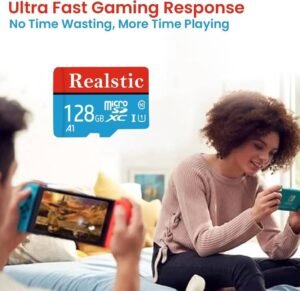 Realstic RR_Memory Card-A1-128gb-F A1 128 GB MicroSD Card Class 10 130 MB/s Memory Card Compatible with Camera, Computer, Gaming Console, Mobile, Tablet