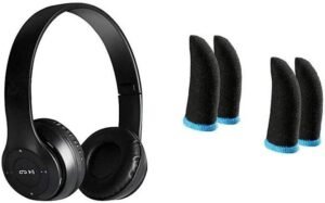 MECKWELL COMBO pack 2 pair pubg gloves with foldable wireless Bluetooth (Black, On the Ear)