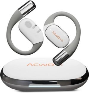 ACwO DwOTS Sense with OWS Design, 65H Playtime, 40ms Low Latency, Snug Fit Bluetooth (Silver White, On the Ear)