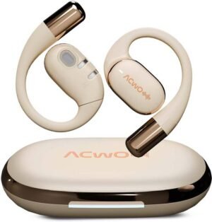 ACwO DwOTS Sense with OWS Design, 65H Playtime, 40ms Low Latency, Snug Fit Bluetooth (Silver Cream, On the Ear)