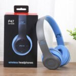 Techobucks Extra Bass Wireless P-47 Bluetooth Over-ear Headphone Foldable Stereo Headset Bluetooth (Blue, On the Ear)