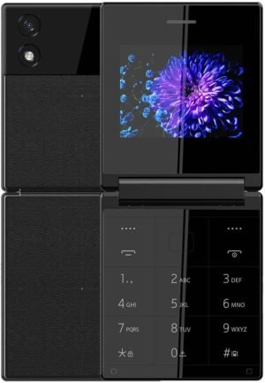 itel Flip 1 Keypad Mobile with Type C Charging| Leather Back | 1200 mAh Battery (Black)