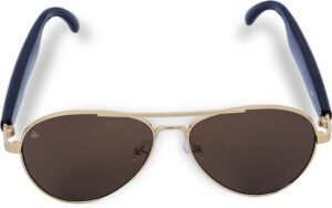 AERALUX GOLDEN ECHO Smart Glasses |Bluetooth Audio |Hands-Free Calls |Voice Assistant (GOLD)