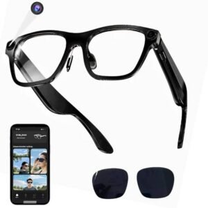 WeRock Smart Glasses Hidden HD Camera Motion Capture | Lightweight Frame Wearable W244 (Black)