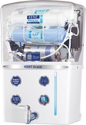 KENT Grand 8 L RO + UF + TDS Control + UV LED Water Purifier Water Purifier Advanced RO Tech for Sabse Shudh Paani | 8L | 20 LPH | Suitable for all - Borewell, Tanker, Municipality Water (White)