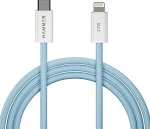 Hammer Lightning Cable 3 A 1.2 m Copper HMTYPEC2L27W (Compatible with iPhone, Airpods, iPad, MacBook, Blue, One Cable)