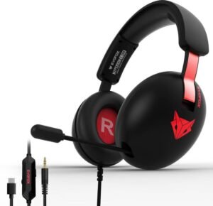 EVOFOX Hyperion 3.5mm + Type-C Immersive Surround Sound with Retractable Mic Wired Gaming (Black, On the Ear)