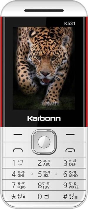 KARBONN K31 Dual Sim Keypad Phone|1750 mAh Battery|0.3MP Camera|Expandable Upto 32 GB (White & Red)