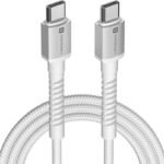 Portronics Type C 3 A 2 m Konnect X 60W Type C to Type C Fast Charging Cable (Compatible with Smartphones, Power Bank, Speaker, Tablets, White, One Cable)