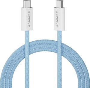 Hammer Type C 1.5 m Length 65W Fast Chraging Cable, Data Sync,Type C to C Cable (Compatible with All Type C enabled devices, Blue, One Cable)