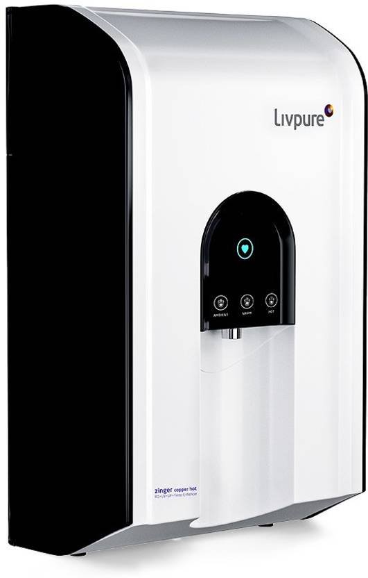 LIVPURE LIV-ZINGER-HOT-HR 6.5 L RO + UV + UF + Minerals + Copper Water Purifier 7 STAGE ADVANCED PURIFICATION WITH HR TECHNOLOGY & TOUCH DISPLAY |� INSTANT HOT, WARM AND AMBIENT�WATER (White)