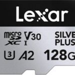 Lexar LMSSIPL128G-BNANG MSD Silver Plus 128 GB MicroSDXC UHS Class 3 205 MB/s Memory Card Compatible with Gaming Console, Camera, Tablet, Mobile (With Adapter)