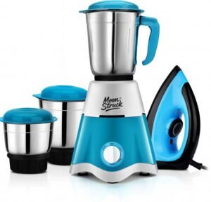 Moonstruck COMBO-3-JAR WITH IRON 750 W Juicer Mixer Grinder (MIXER/JUICER/GRINDER 3 jar with iron combo gift pack 750 watT | 3 Jars | Blue)