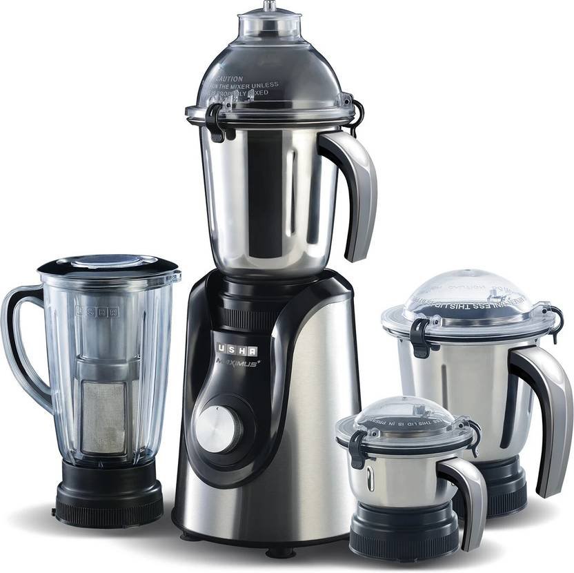 USHA Maximus Plus 800 W Mixer Grinder (MP800MX4 | 4 Jars | with 1 year extended warranty | Black, Silver)