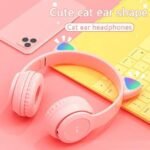 RENTOOR Premium Headset with Microphone For Girls/Boys Cat Headphone Bluetooth (Pink, On the Ear)