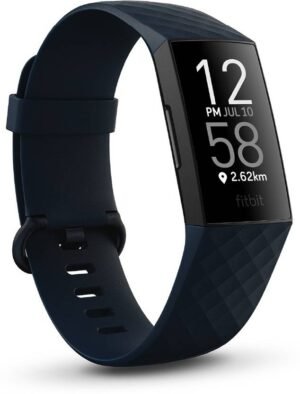 FITBIT Charge 4 (Storm Blue Strap, Size : Regular)