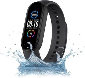 VSA M5 Smart Band Body Functions Steps Counter, Calorie Counter, Blood Pressure, (Black Strap, Size : FREE)