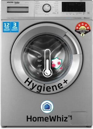 Voltas Beko by A Tata Product 6.5 kg Steam Wash, Invertor Motor and Hygiene+ Fully Automatic Front Load Washing Machine with In-built Heater Grey (WFL6512VTSS)