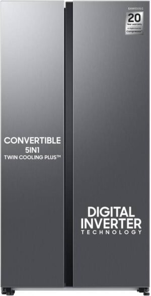 Samsung 653 L Frost Free Side by Side 3 Star Refrigerator (Refined Inox, RS76CG8103S9HL)