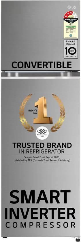 LG 272 L Frost Free Double Door 3 Star Convertible Refrigerator with Inverter Compressor, Express Freeze & Multi Air Flow (Shiny Steel, GL-S312SPZX)