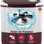 LG 8.5 kg 5 Star with Roller Jet Pulsator with Soak, Wind Jet Dry and Collar Scrubber Semi Automatic Top Load Washing Machine Maroon, White (P8530SRAZ)