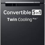 Samsung 363 L Frost Free Double Door 3 Star Convertible Refrigerator with Digital Inverter, Convertible 5-in-1 and Display (Luxe Black, RT39C553EBX/HL)