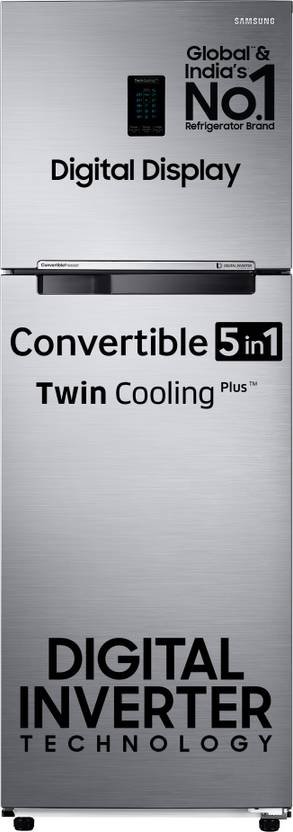 Samsung 322 L Frost Free Double Door 3 Star Convertible Refrigerator with Digital Inverter, Convertible 5-in-1 and Display (Elegant Inox, RT37C4523S8/HL)