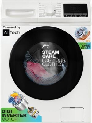 Godrej 6 kg 5 Star, Digi-Inverter With Steam Wash & 1000 RPM Spin Speed Fully Automatic Front Load Washing Machine Black, White (WFEON HYS 6010 5 IJBT PLWH)