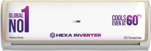 Haier 2023 Model 1.6 Ton 5 Star Split Inverter with Anti Bacterial Filter, 60 High Ambient Performance, 20 Mtrs Air Throw,Super Heavy Duty AC (HS19E-TXG5BN-INV/HU19-5BN-INV, White)