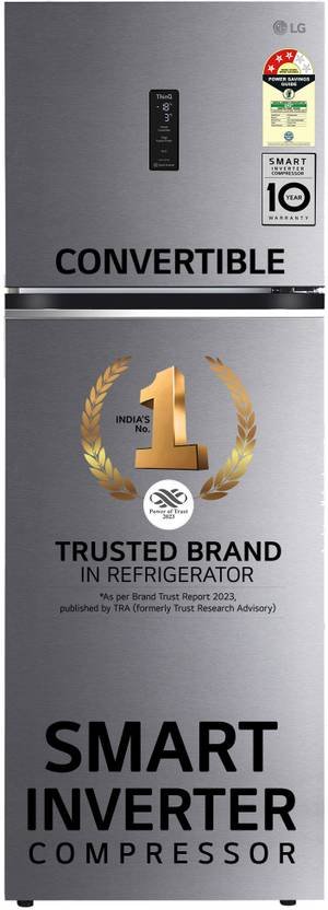 LG 322 L Frost Free Double Door 3 Star Convertible Refrigerator with Wi-Fi, DoorCooling+, Smart Inverter Compressor and External LED Display (Dazzle Steel, GL-T342TDSX)