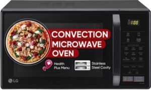 LG 21 L Black, Auto Cook Menu, Defrost, Stainless Steel Cavity, Heathplus menu, Indian Cuisine, Tandoor Se, Paneer/Curd, Steam Clean & Quartz Heater) Convection Microwave Oven (MC2146BV, Black)