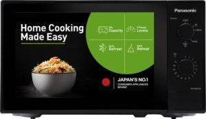 Panasonic 20 L Epoxy Gray Cavity Coating, Auto Cook Recipes Solo Microwave Oven (NN-SM25JBFDG, Black)